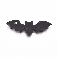 Alloy Pendants, Baking Paint, for Halloween, Bat, Black, 8.5x24.5x1mm, Hole: 1.4mm