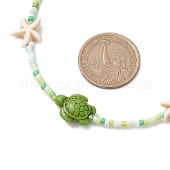 Starfish & Turtle Dyed Synthetic Turquoise Pendant Necklaces&nbsp;NJEW-JN05112
