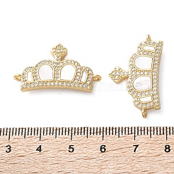 Brass Micro Pave Cubic Zirconia Crown Connector Charms&nbsp;KK-U070-05G