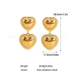 304 Stainless Steel Heart Dangle Stud Earrings&nbsp;CY2575-1