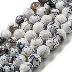 Faceted Natural Fire Crackle Agate Beads Strands&nbsp;G-F447-12mm-J02