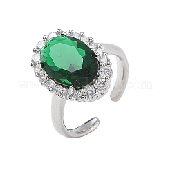 Brass Micro Pave Cubic Zirconia Cuff Open Rings for Women&nbsp;RJEW-L343-17P-08