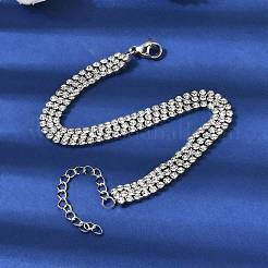 304 Stainless Steel Rhinestone Cup Chain Multi-strand Bracelets for Women&nbsp;BJEW-P376-01P-03