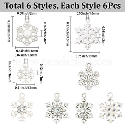36Pcs 6 Styles Alloy Rhinestone Pendants&nbsp;FIND-SC0020-06
