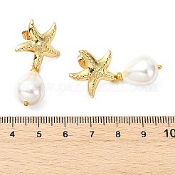 Teardrop Shell Pearl Bead Stud Earrings&nbsp;EJEW-JE07105-01