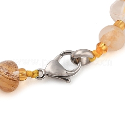 Natural Yellow Hematoid Quartz Chip Beads Bracelets & Necklaces Sets&nbsp;SJEW-P004-01P-05