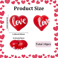 10Pcs Heart with Word love Silicone Focal Beads&nbsp;SIL-SC0003-26
