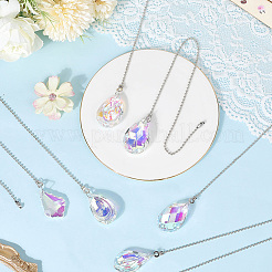 6Pcs Teardrop Glass Charms Ceiling Fan Pull Chain Extenders&nbsp;HJEW-CP00052