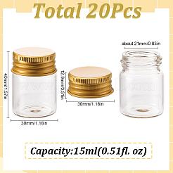 20Pcs Clear Glass Bottles Bead Containers&nbsp;CON-SC0001-11G-01