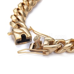 Men's 304 Stainless Steel Cuban Link Chain Bracelets&nbsp;BJEW-P263-B02-G
