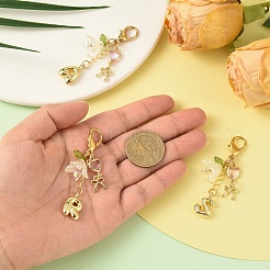Brass & Alloy & Glass & Acrylic Pendant Decorations&nbsp;HJEW-YW00465-01