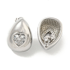 Brass Micro Pave Cubic Zirconia Stud Earrings for Women&nbsp;EJEW-E312-01E-P