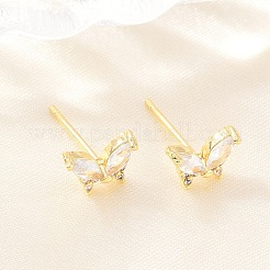 Brass Micro Pave Cubic Zirconia Stud Earrings for Women&nbsp;KK-A305-06G-01