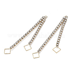 Brass Pave Crystal Rhinestone Chain with Rhombus Big Pendants&nbsp;KK-N216-422-03LG