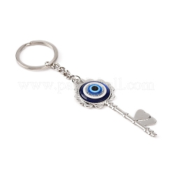 Evil Eye Resin Keychain&nbsp;KEYC-WH0029-18P