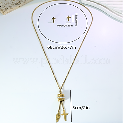 Stainless Steel Cross Stud Earrings & Pendant Necklaces Sets for Women&nbsp;XJ0162