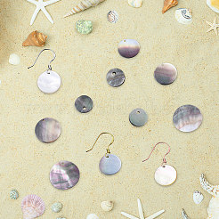 40Pcs 4 Style Black Lip Shell Pendants&nbsp;SSHEL-SC0001-15