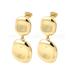 Square Brass Dangle Stud Earrings&nbsp;EJEW-H170-01G