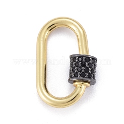 Brass Micro Pave Cubic Zirconia Screw Carabiner Lock Charms&nbsp;ZIRC-E164-08G