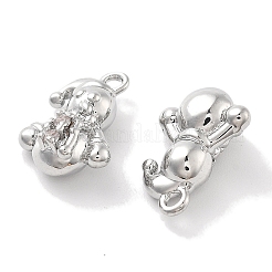 Rack Plating Snowman Brass Clear Cubic Zirconia Pendants&nbsp;KK-M102-13P-A