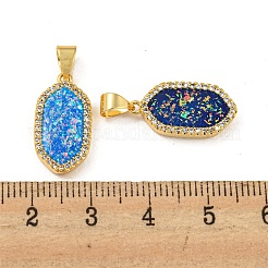 Brass Pendants Micro Pave Cubic Zirconia with Synthetic Opal&nbsp;KK-K356-10G