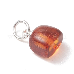 Natural Amber Cube Charms&nbsp;PALLOY-JF04971-02
