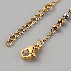 304 Stainless Steel Jesus & Cross Link Bracelet with 201 Stainless Steel Beaded Chains&nbsp;LS-BJEW-WH0012-20A