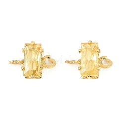 Brass Pave Cubic Zirconia Rectangle Connector Charms&nbsp;KK-P347-06G