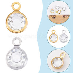 80Pcs 2 Colors 304 Stainless Steel with Glass Charms&nbsp;STAS-BBC0009-70