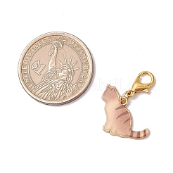 5Pcs 5 Colors Cat Shapes Alloy Enamel Pendant Decorations&nbsp;HJEW-JM03029