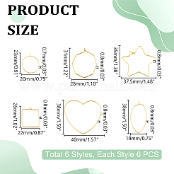 36pcs 6 styles Brass Hoop Earrings Findings&nbsp;KK-UN0002-41
