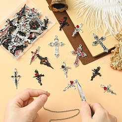 48Pcs 12 Styles Tibetan Style Alloy Pendants&nbsp;FIND-CJ0005-16