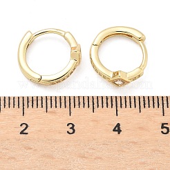 Rhombus Brass Micro Pave Clear Cubic Zirconia Hoop Earrings&nbsp;EJEW-Z102-14G