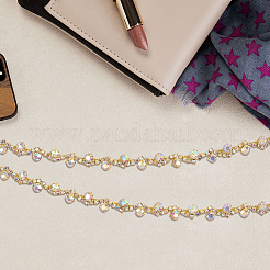 S-shaped Glass Rhinestone and Iron Cup Chains&nbsp;DIY-WH20032-25G-02