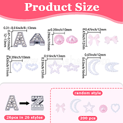 26Pcs 26 Styles Letter A~Z Alloy Rhinestones Initial Slide Charms & 200Pcs Bowknot/Heart/Moon Resin Cabochon Findings Kits&nbsp;DIY-SC0033-10