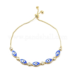 Clear Cubic Zirconia & Enamel Horse Eye Links Slider Bracelet&nbsp;BJEW-A127-01G