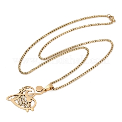 201 Stainless Steel Musical Note Heart Quote Pendant Necklaces&nbsp;LS-NJEW-K283-03G