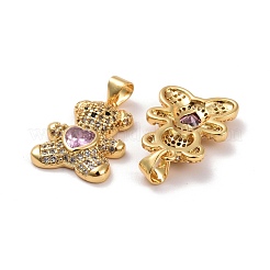 Brass Micro Pave Cubic Zirconia Pendants&nbsp;KK-K258-24-RS