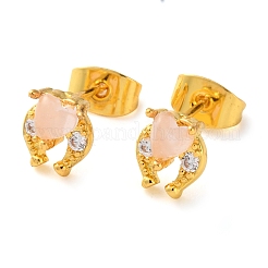 Brass Micro Pave Cubic Zirconia Stud Earrings For Women&nbsp;EJEW-B111-01G-03