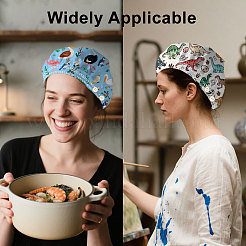 2Pcs 2 Styles Cotton Adjustable Printed Bouffant Hats Working Caps for Women Men&nbsp;AJEW-DR0002-48
