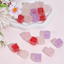 20Pcs 4 Colors Drusy Cube Resin Rhinestone Beads&nbsp;RESI-PA0001-43A