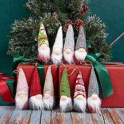 10Pcs 2 Style Cloth Faceless Christmas Gnome Doll Pendant Decorations&nbsp;sgHJEW-SZ0001-09