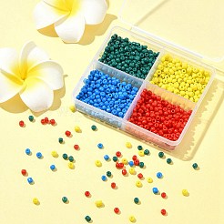 800pcs 4 Colors Baking Paint 15/0 Glass Round Seed Beads&nbsp;SEED-FS0001-21B