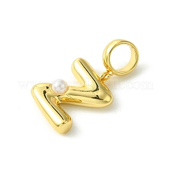 Rack Plating Brass with ABS Plastic Pearl European Dangle Charms&nbsp;KK-G501-02Z-G