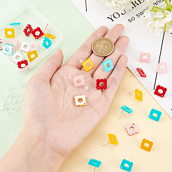 32Pcs 4 Color Acrylic Stud Earring Finding&nbsp;FIND-PH0005-46