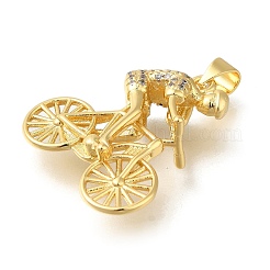 Rack Plating Brass with Cubic Zirconia Pendants&nbsp;KK-Z086-29G-02