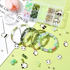 DIY Bamboo & Panda Acrylic & Alloy Enamel Bracelets Jewelry Making Kits&nbsp;DIY-FS0007-48