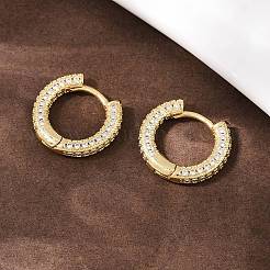 Brass Micro Pave Clear Cubic Zirconia Hoop Earrings&nbsp;EJEW-L275-06G