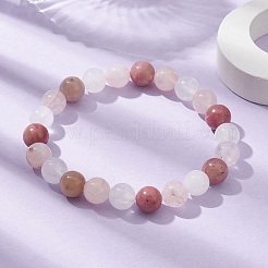 Natural Mixed Gemstone Round Beaded Stretch Bracelets for Women&nbsp;BJEW-JB10086-04