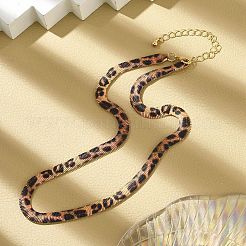 Leopard Print Alloy Snake Chain Necklaces for Women&nbsp;NJEW-K281-01